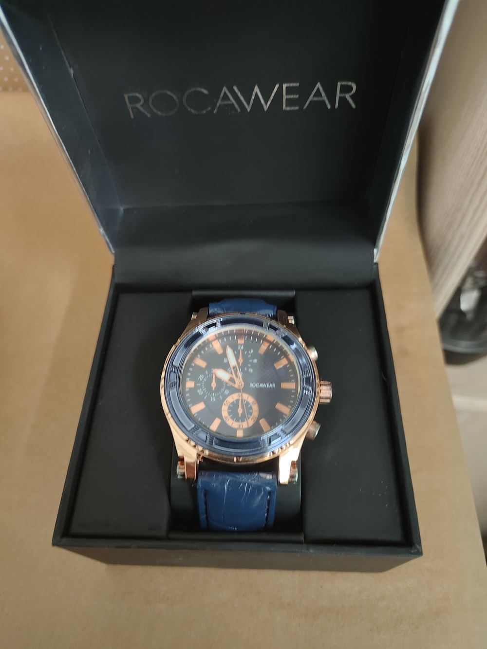 Rocawear Blue Dial Watch with Rose Gold Accents